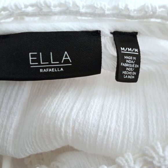 ELLA RAFAELLA WHITE EMBROIDERED PUFF LONG SLEEVE BLOUSES SZ.M EUC. - Picture 10 of 11